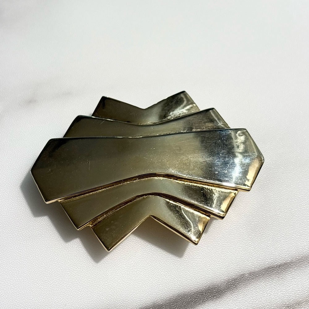 Vintage Gay Boyer Gold Tone 2 Piece 3” Belt Buckle New